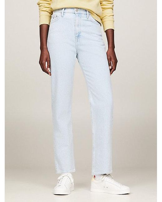 Tommy Hilfiger White Julie Straight Jeans mit ultrahohem Bund