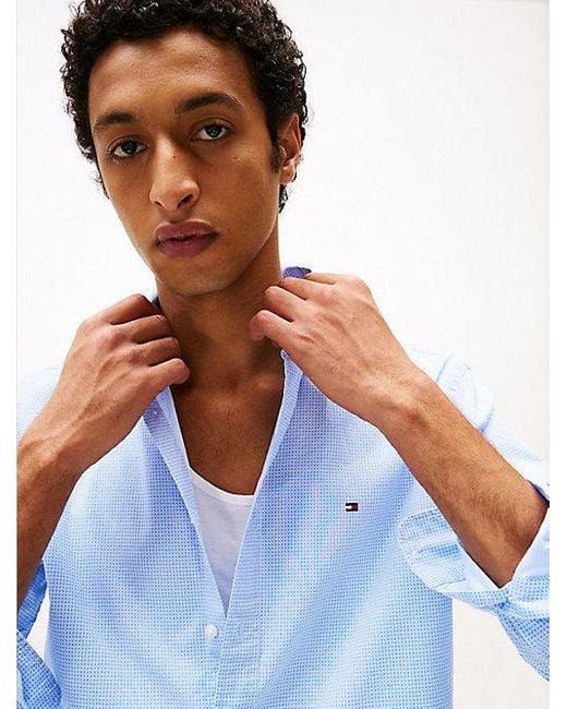 Tommy Hilfiger Th Flex Regular Fit Overhemd Met Print in het Blue voor heren