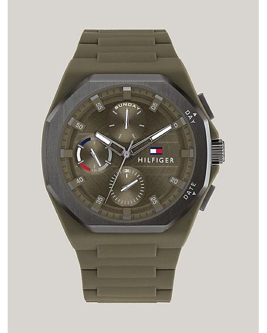 Reloj con correa de silicona verde Tommy Hilfiger de hombre de color Gray