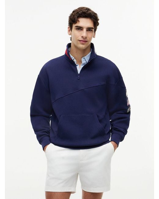 Tommy Hilfiger Blue Tommy X U.s. Sail Gp Team Quarter-zip Sweatshirt