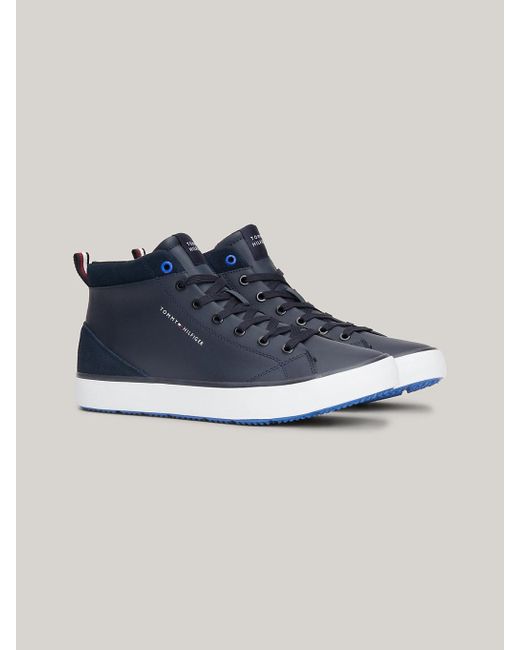 Tommy Hilfiger Blue Leather Fine-cleat High-top Trainers for men