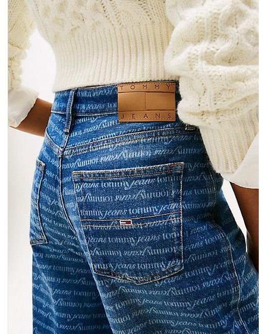 Vaqueros Claire De Pernera Ancha Y Talle Alto Estampados Tommy Hilfiger de color Blue