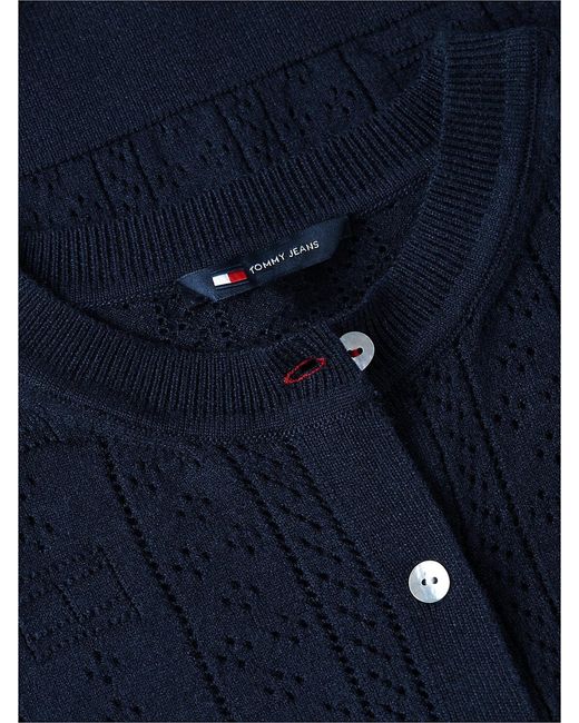 Tommy Hilfiger Blue Slim Pointelle Flag Cardigan