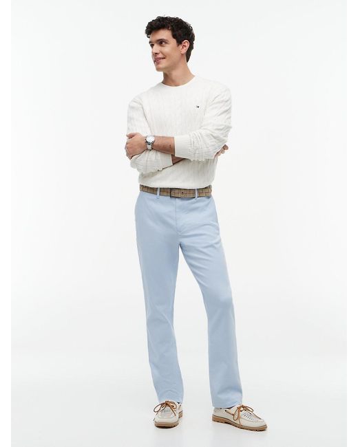 Tommy Hilfiger Blue Denton Slim Straight Open Structured Chinos for men
