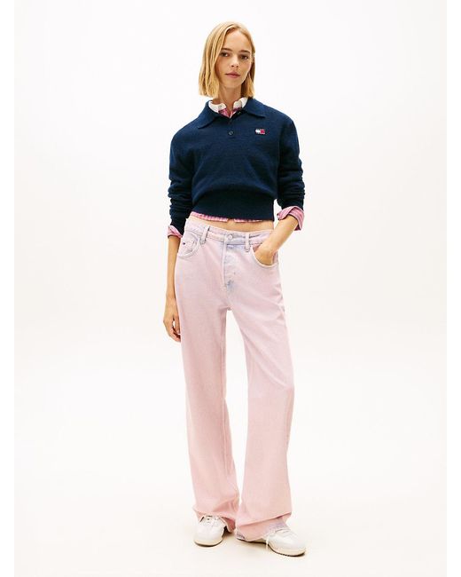 Tommy Hilfiger Blue Tommy Badge Polo Jumper With Alpaca