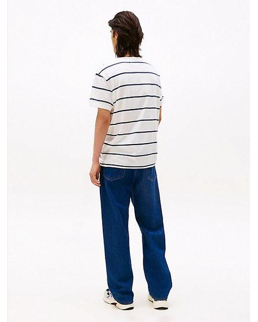 Tommy Hilfiger Tommy Badge Gestreiftes Rundhals-T-Shirt in Blue für Herren
