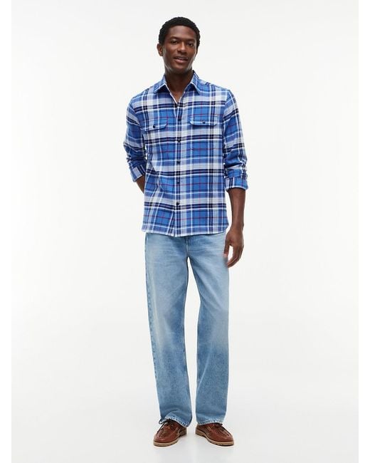 Tommy Hilfiger Blue Relaxed Fit Brushed Check Shirt for men