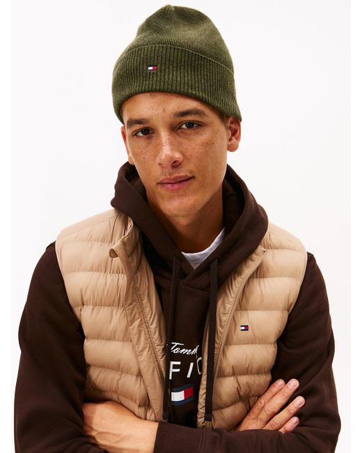 Berretto Leggero Con Cashmere E Bandierina di Tommy Hilfiger in Green da Uomo