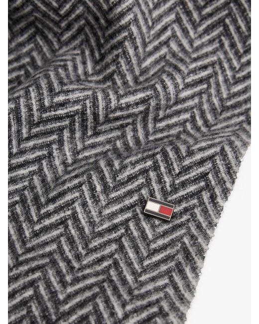 Écharpe En Pure Laine À Chevrons Et À Franges Tommy Hilfiger pour homme en coloris Black
