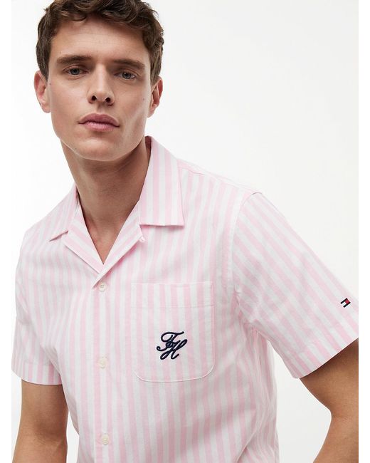 Tommy Hilfiger White Regular Fit Paper Touch Short Sleeve Shirt for men