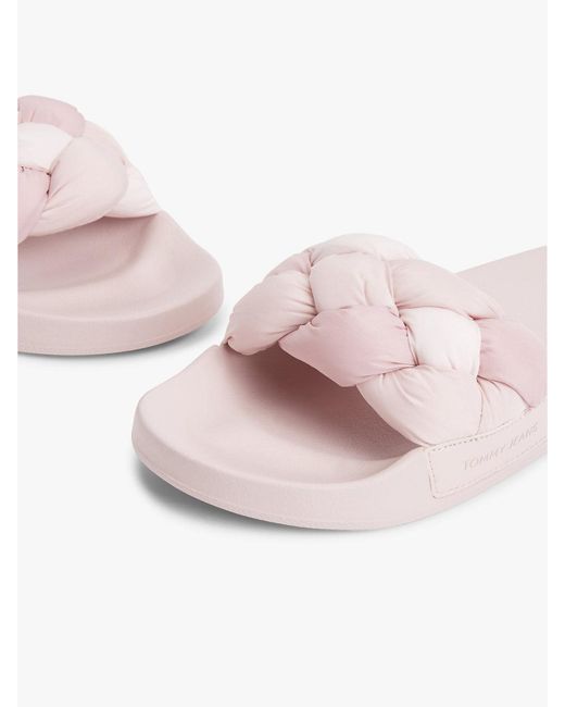 Tommy Hilfiger Pink Embossed Braided Strap Slides