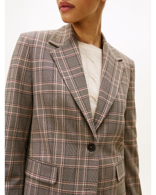Blazer Droit À Carreaux Tommy Hilfiger en coloris Natural