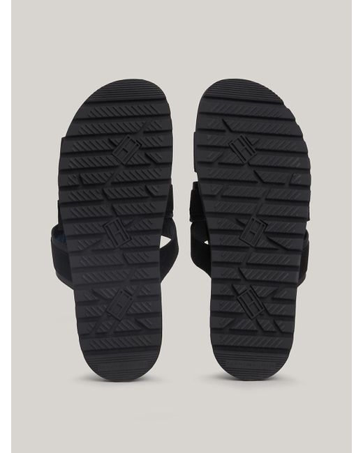 Tommy Hilfiger Black Elevated Crossover Cleat Suede Sandals for men
