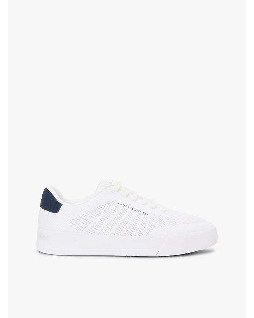 Tommy Hilfiger White Logo Knit Court Trainers for men