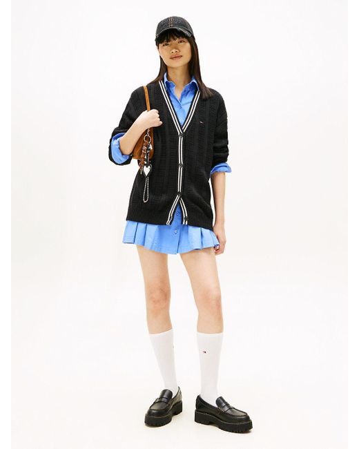 Tommy Hilfiger Black Flag Cable Knit Relaxed Cardigan