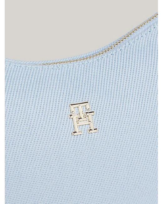 Tommy Hilfiger Kleine Canvas Schoudertas Met Th-monogram in het Blue