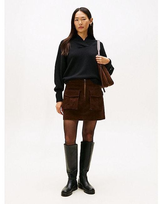 Tommy Hilfiger Corduroy Minirok Met Cargozakken in het Black