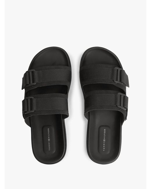 Tommy Hilfiger White Webbing Strap Buckle Suede Sandals for men