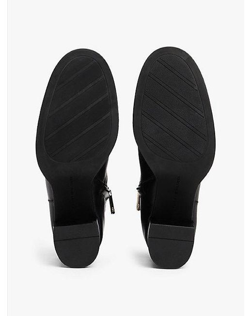 Tommy Hilfiger Black Leder-Stiefelette Mit Th-Monogramm-Horsebit