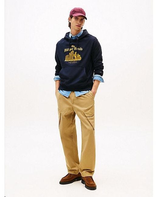 Tommy Hilfiger Relaxed Fit Hoodie Met Trekkoord En Logo in het Blue voor heren