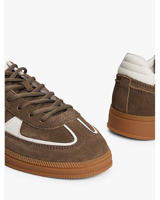 Tommy Hilfiger The Greenwich Suède Sneaker Met Gemengde Texturen in het Brown