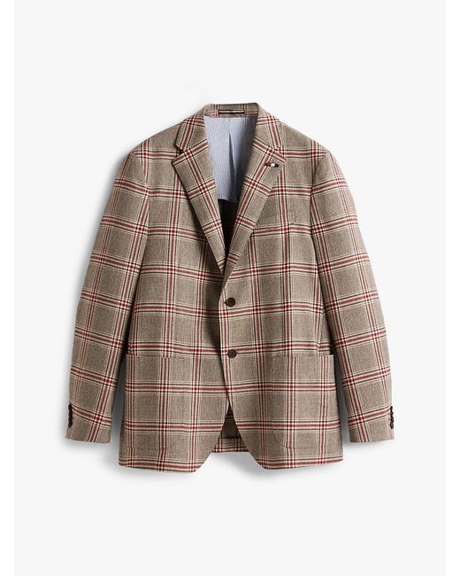 Tommy Hilfiger Natural Regular Fit Check Single Breasted Blazer for men