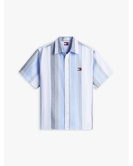 Tommy Hilfiger Blue Relaxed Fit Stripe Short Sleeve Shirt for men