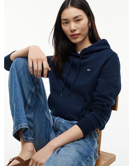 Tommy Hilfiger Blue Brushed Fleece Drawstring Hoody