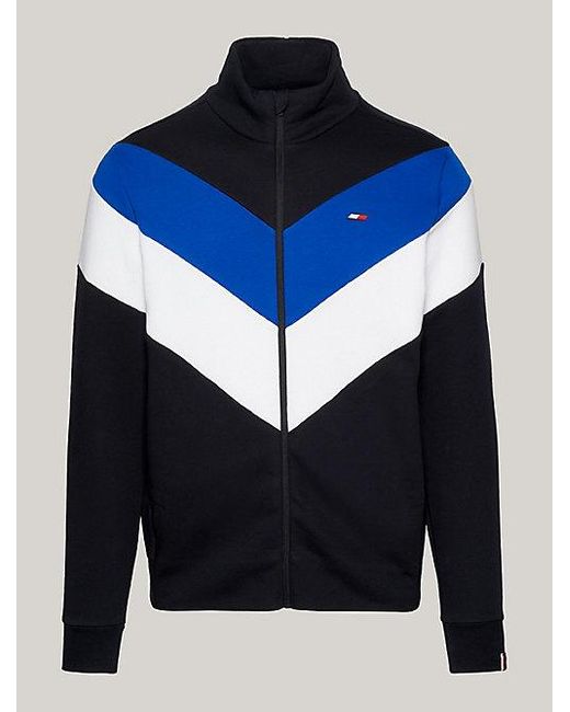 Tommy Hilfiger Sport Colour-blocked Sweatshirt Met Rits in het Blue voor heren