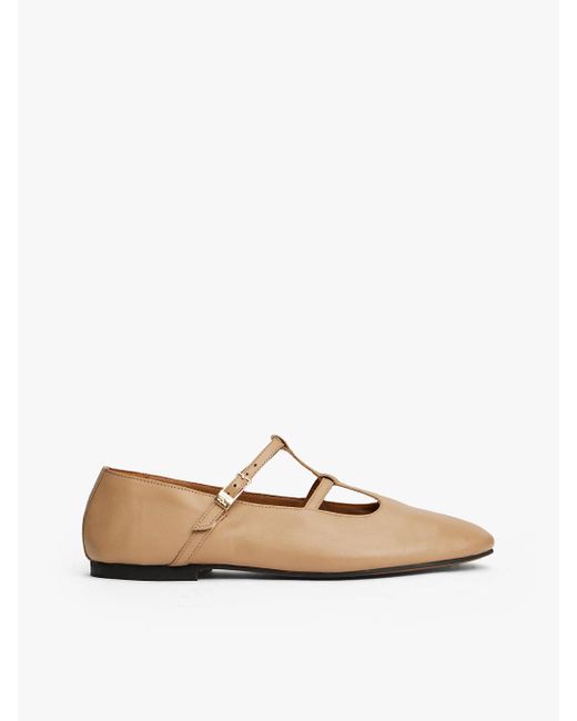 Tommy Hilfiger White Leather Double T-bar Ballerinas