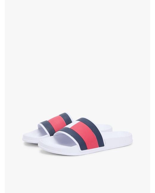 Tommy Hilfiger White Flag Strap Pool Slides for men