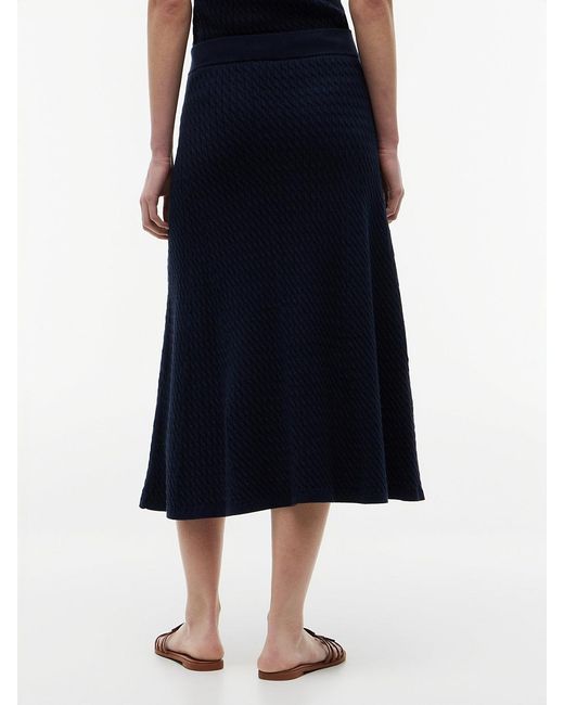 Tommy Hilfiger Blue Cable Knit Relaxed A-Line Midi Skirt