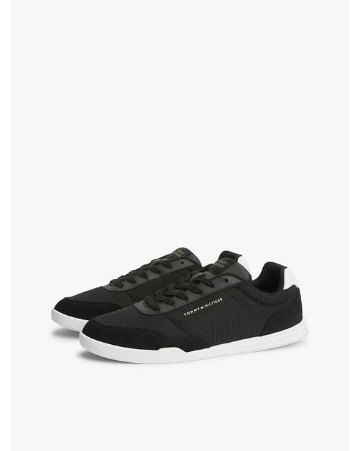 Tommy Hilfiger Black Mixed Texture Low Profile Cupsole Trainers for men