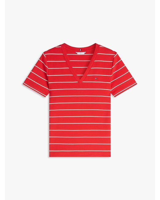 Tommy Hilfiger Red Slim V-Neck T-Shirt