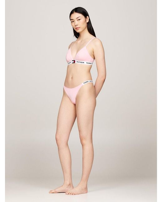 Tommy Hilfiger Pink Heritage Side Logo High Leg Thong