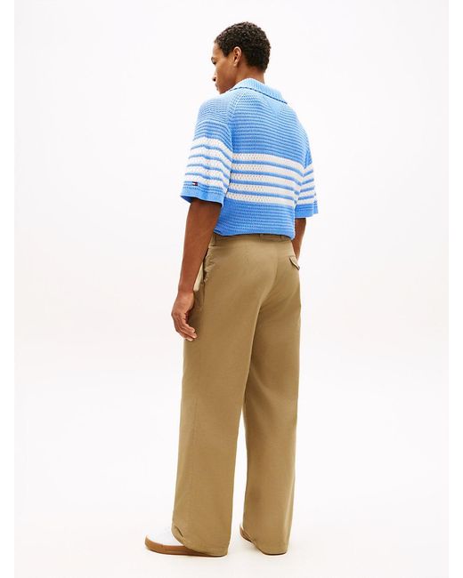 Tommy Hilfiger Blue Lightweight Paper Touch Pleated Loose Trousers for men