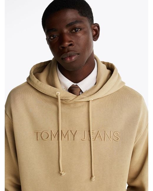 Felpa Con Cappuccio E Logo Ricamato di Tommy Hilfiger in Natural da Uomo