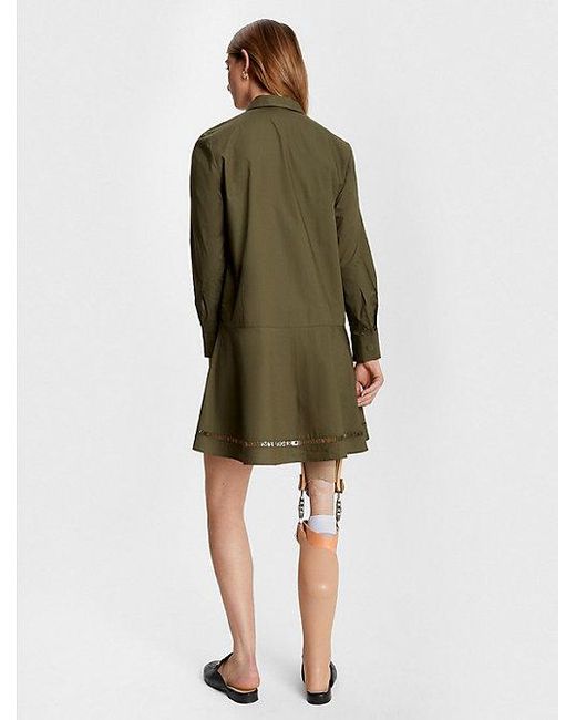 Tommy Hilfiger Green Adaptive knielanges Hemdkleid mit Spitze