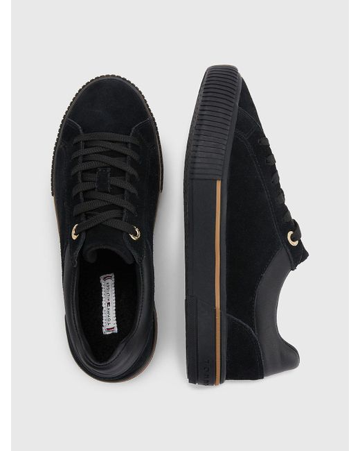 Tommy Hilfiger Leather Warm Lined Lace-up Trainers in Black | Lyst UK