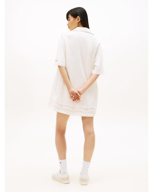 Tommy Hilfiger Natural Broderie Anglaise Relaxed Mini Shirt Dress