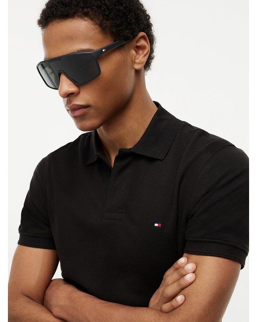 Tommy Hilfiger Gray Signature Mask Sunglasses for men