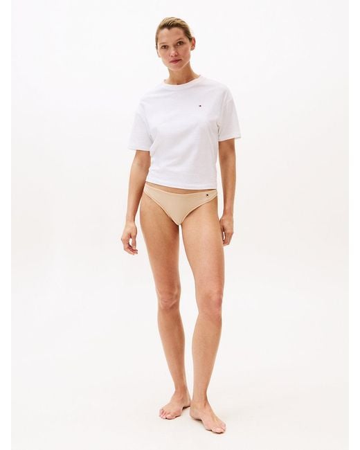 Tommy Hilfiger White Essential Flag Embroidery Microfibre Thong