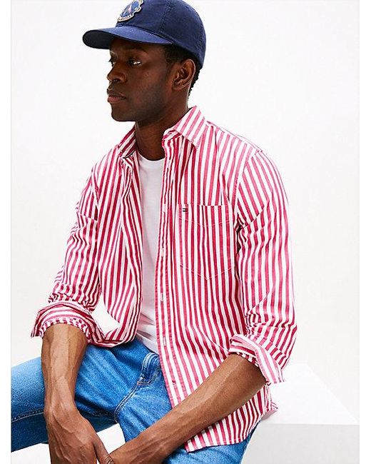 Tommy Hilfiger Th Flex Regular Fit Hemd Mit Streifen in Pink für Herren