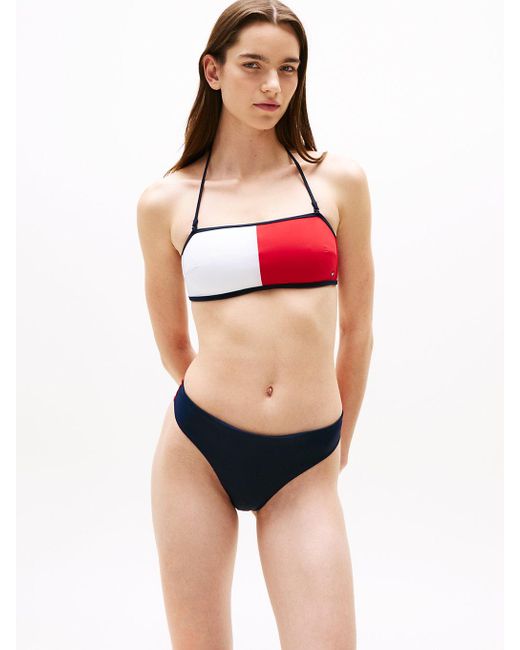 Tommy Hilfiger Red Hilfiger Flag Bandeau Bikini Top