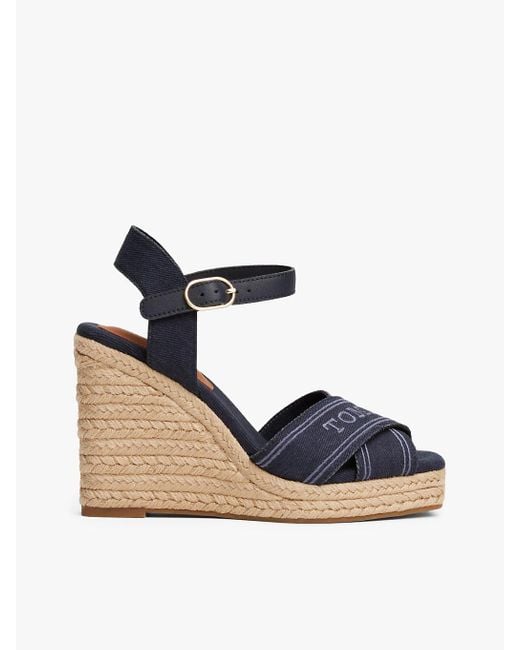 Tommy Hilfiger Blue Wedge Heel Espadrille Sandals