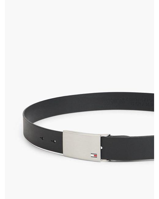 Adjustable Logo Plaque Belt Black di Tommy Hilfiger da Uomo
