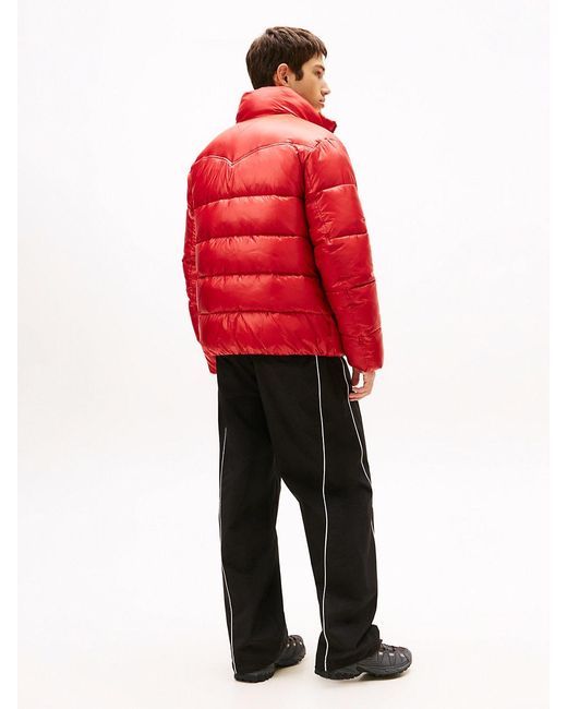 Tommy Hilfiger Red Water Repellent Twill Relaxed Puffer Jacket for men