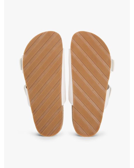 Tommy Hilfiger White Leather Double Strap Cork Sandals