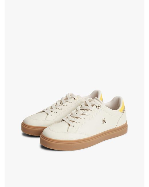 Tommy Hilfiger White Th Monogram Leather Trainers