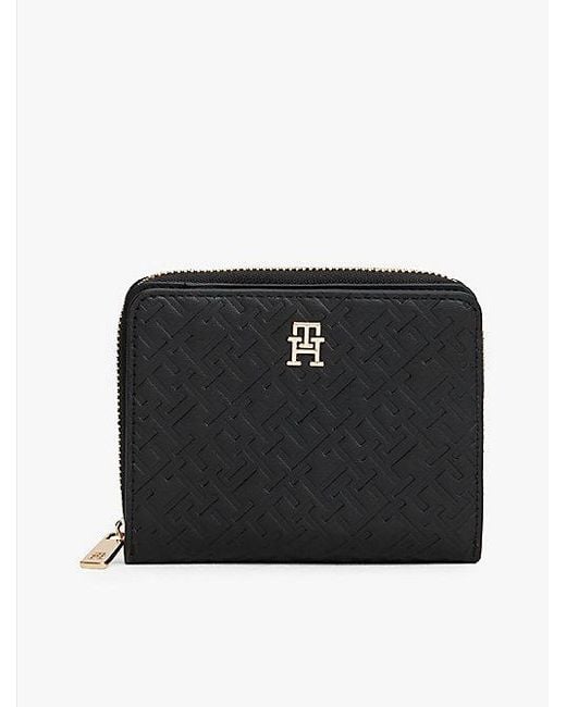 Cartera Con Monograma Th Y Cremallera Tommy Hilfiger de color White